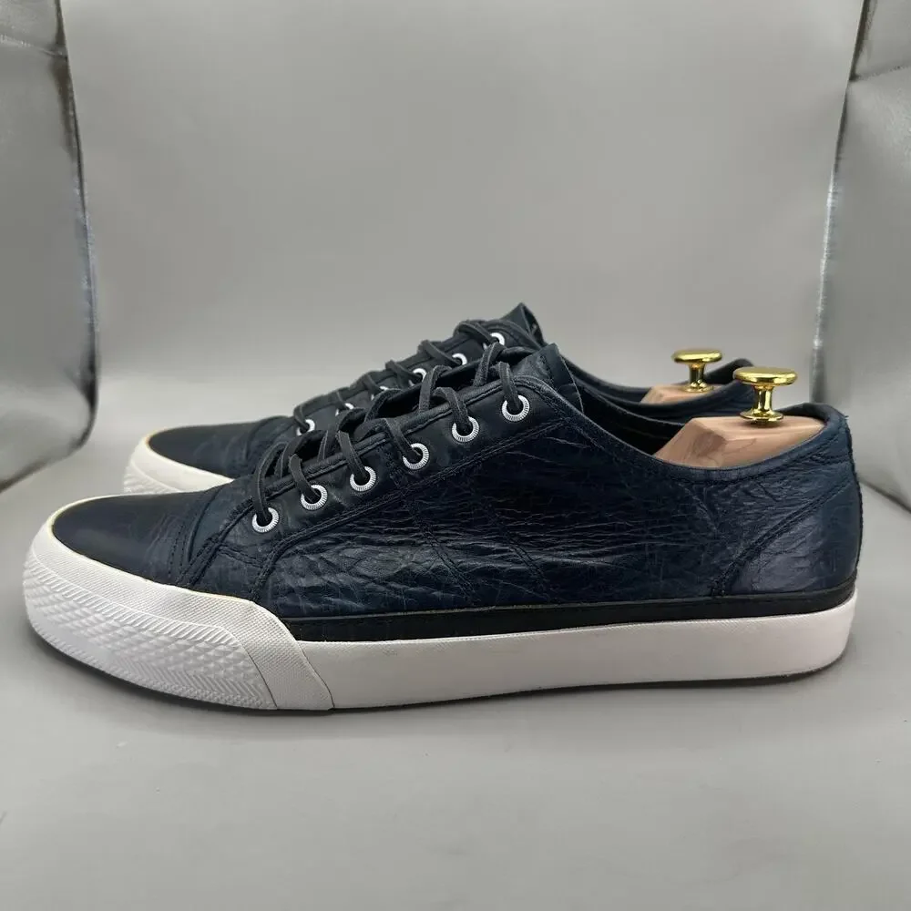 Frye Greene Low Shoes Mens Size 12 Navy Blue Leather Casual Sneakers 3481142-NVY